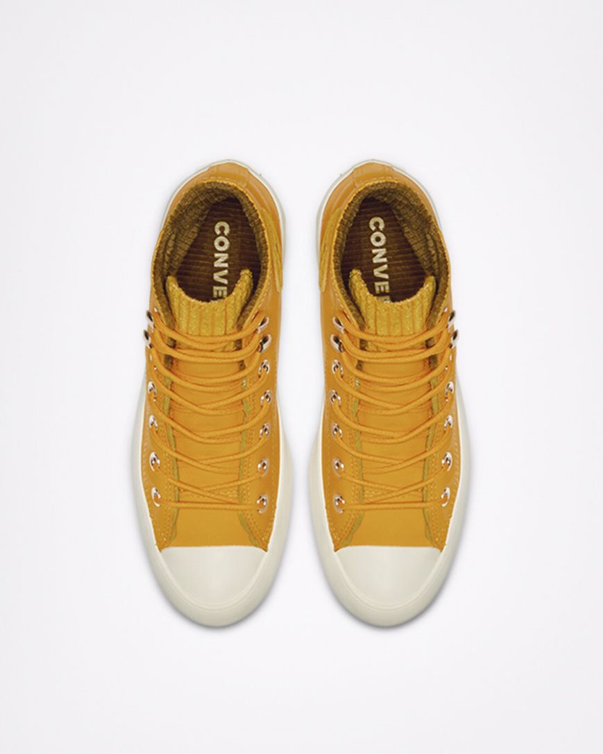 Women's Converse Chuck Taylor All Star GORE-TEX Lugged Waterproof Leather High Top Shoes Gold / Olive | AU 1E490R